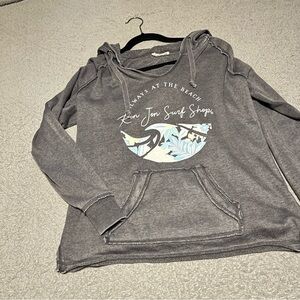 Gray Ron Jon Surf Shop Oversized Pullover Hoodie Beach Piece Size Medium